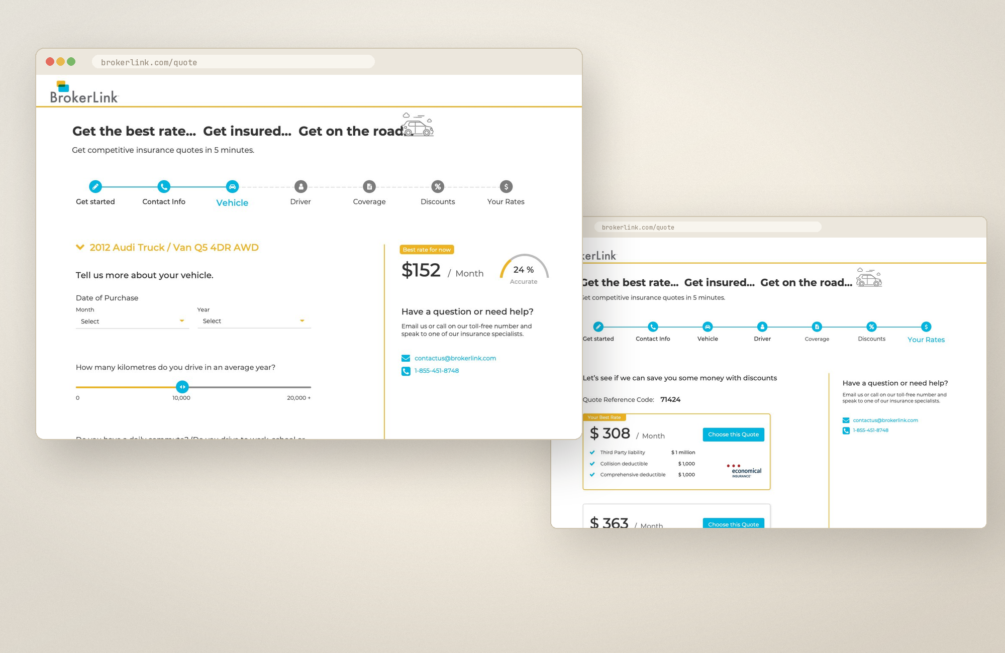 Auto insurance quote intake — recreated structure