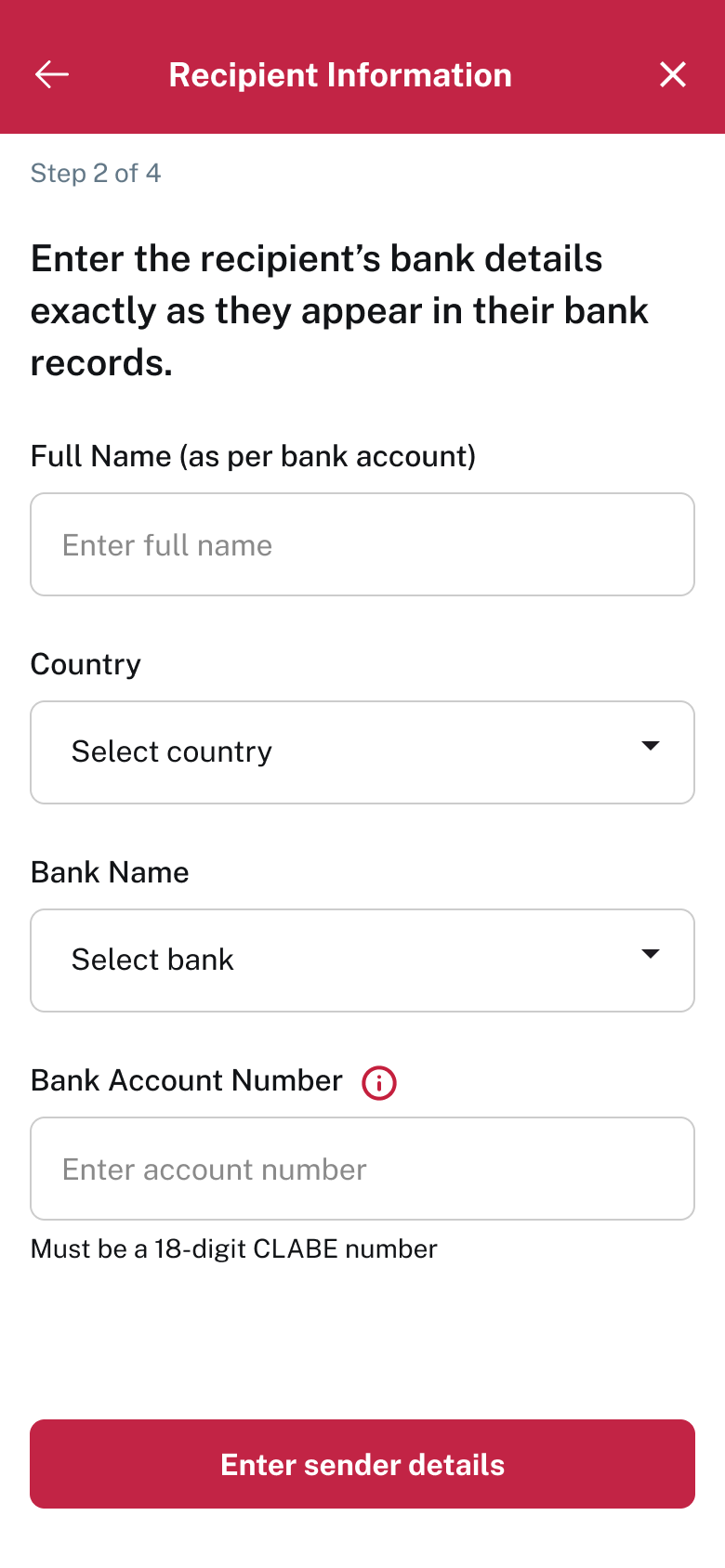 Recipient information form